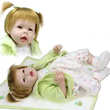 22″ Lifelike Silicone Reborn Baby Doll Look Real Girl with Pigtails as Kids Playmate Playhouse Toys Gifts