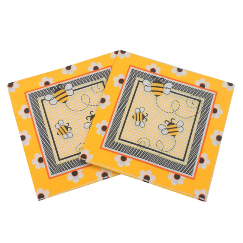 

20 pcs/pack Cute Bee Paper Napkin Event & Party Insect Tissue Printed Napkin Supply Decoration Paper