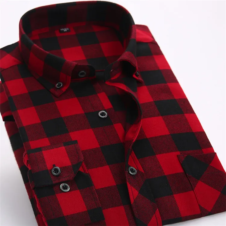 Fillengudd качество Демисезонный красный и черный плед Для мужчин Рубашки для мальчиков отложным воротником Повседневное с длинным рукавом