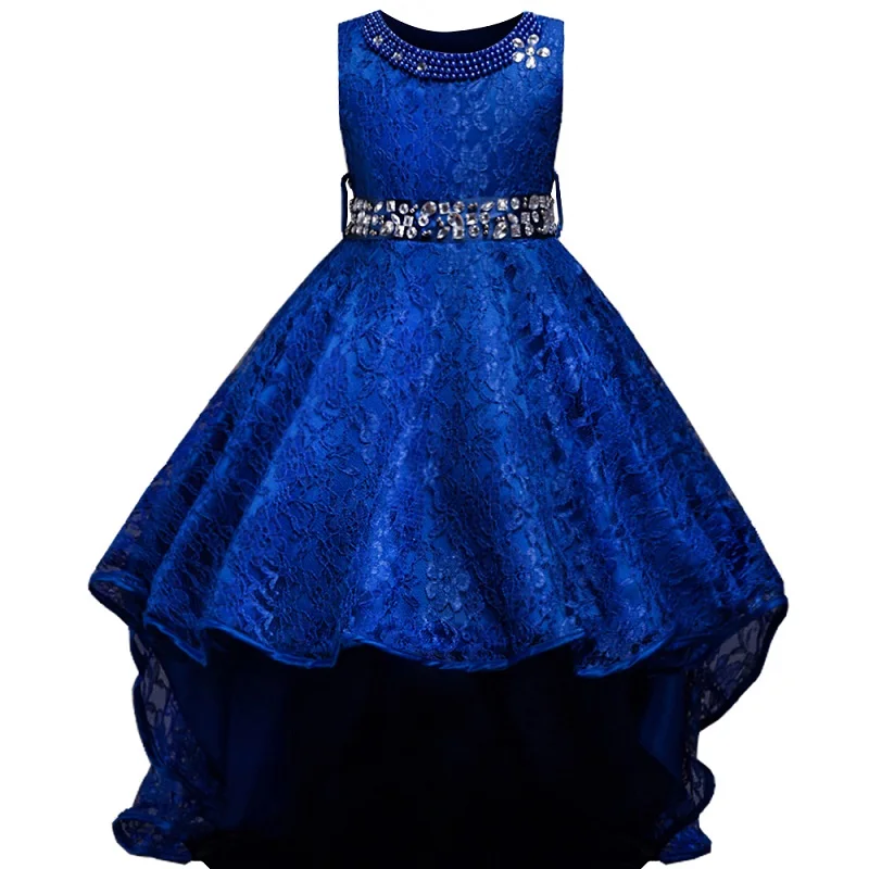 BAOHULU/От 3 до 14 лет, детское платье для девочек, свадебное кружевное длинное платье для девочек элегантное праздничное платье принцессы, торжественное платье для подростков - Цвет: Синий