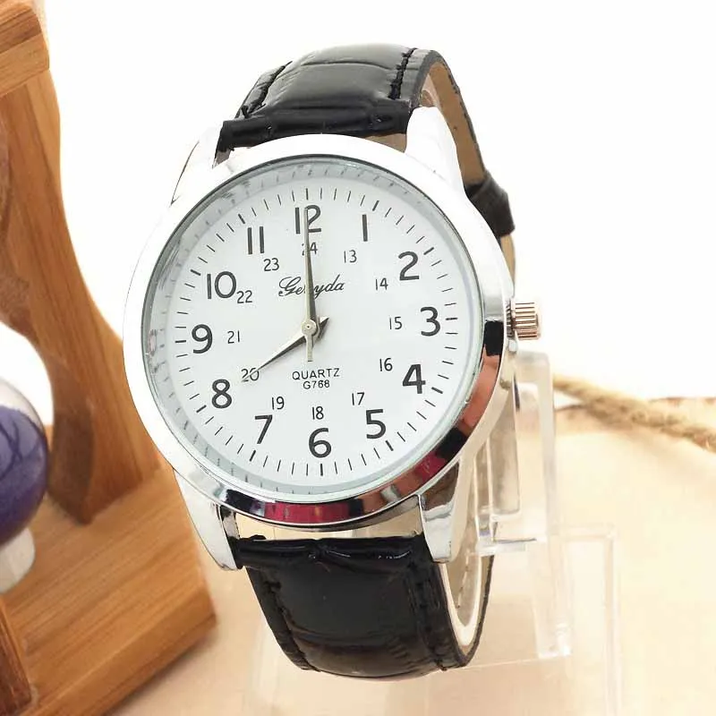 GERRYDA Кварцевые часы Женские повседневные спортивные наручные часы женские часы Relogio Feminino Мужские часы с кожаным ремешком римские цифры часы с циферблатом - Цвет: Черный