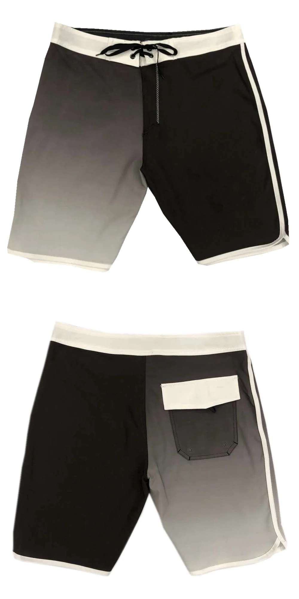 Новинка, 4-полосные эластичные пляжные шорты для мужчин, быстросохнущие водонепроницаемые пляжные шорты из спандекса, бермуды, мужские повседневные шорты - Цвет: Light Black