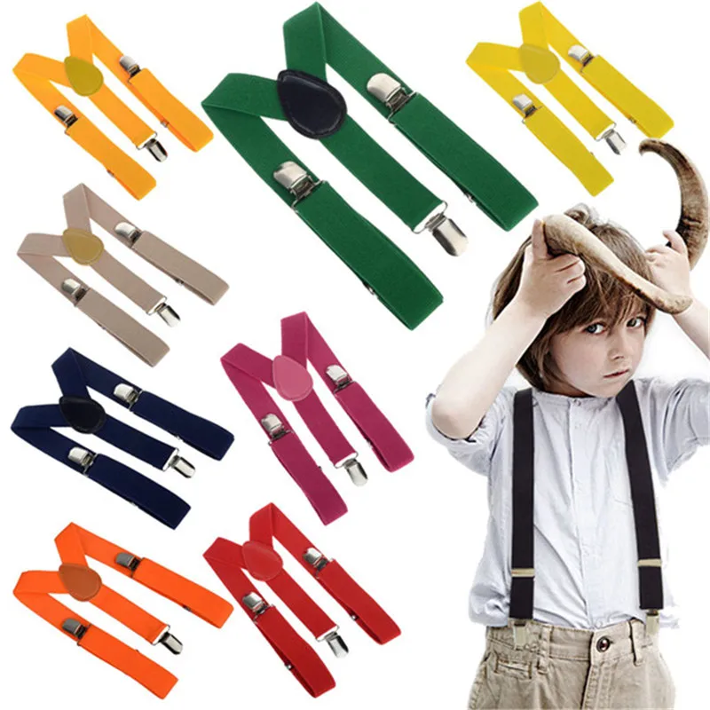 

2018 Hot Sale Unisex Kids Boy Girls Clip-on Suspenders with Adjustable Elastic Braces Children Apparel Accessories 6colors
