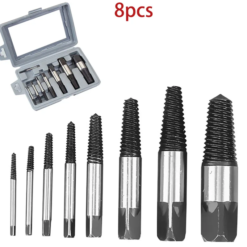 8pcs Broken Damaged Screwdriver Extractor Drill Bit Alloy Steel Double Side Screw Center Drill Bits Removal Tools Set