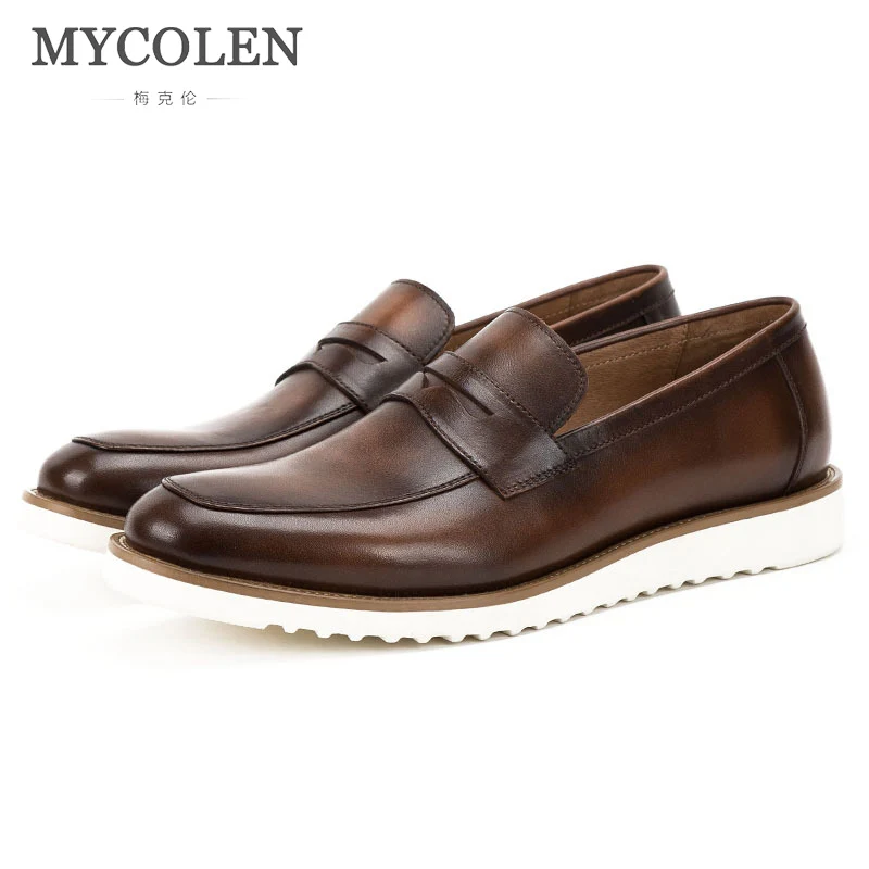 

MYCOLEN Genuine Leather Shoes Men Brand Footwear Fashion Men'S Casual Shoes Male High Quality Cowhide Loafers Sepatu Pria