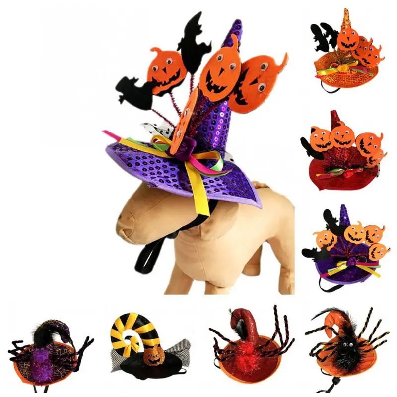 

Halloween Party Pet Supplies with Lace Halloween Funny Pet Caps Pumpkin Spider Shape Hat for Halloween Decor for Small Medium