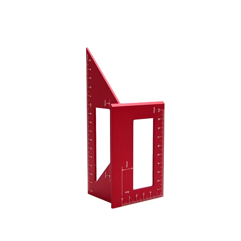 Деревообрабатывающий Т-образный манометр Многофункциональный квадратный алюминиевый сплав 45 градусов 90 градусов линейка портативная направляющая правило Деревообрабатывающие инструменты - Цвет: Красный