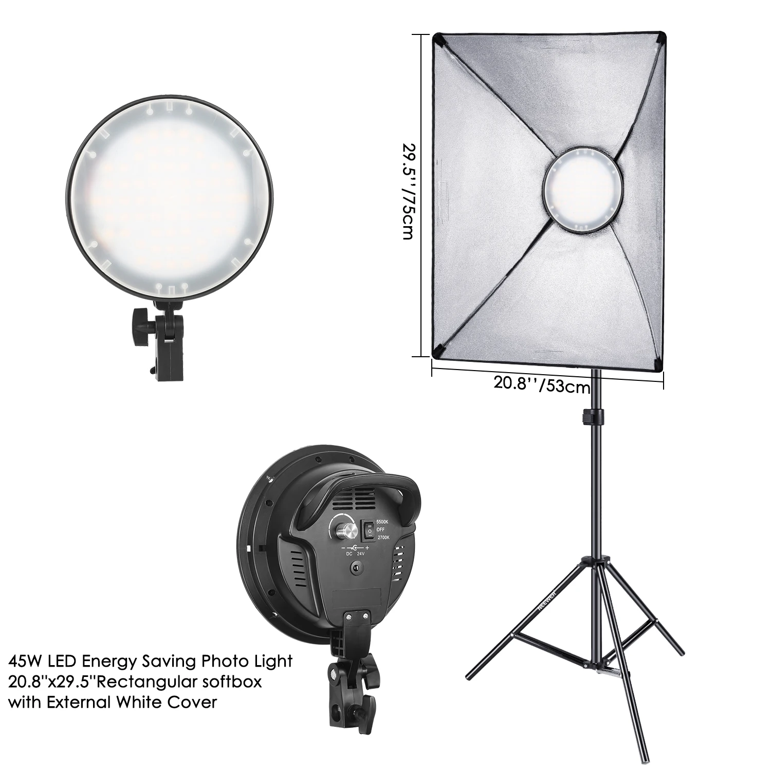 Station Ulydighed Usikker Neewer Photography Bi-color Dimmable LED Softbox Lighting Kit:20x27inches  Studio Softbox+45W Dimmable LED Light Head+Light Stand - AliExpress  Consumer Electronics