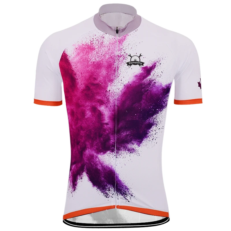 Новые мужские белые/фиолетовые майки быстросохнущие велосипедные Джерси с коротким рукавом Одежда для велоезды велосипедная Одежда для велоспорта
