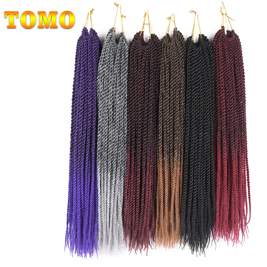 

TOMO 18" 22" Ombre Synthetic Crochet Braids For Braiding Hair 30strands Ombre Senegalese Twist Crochet Hair Extensions