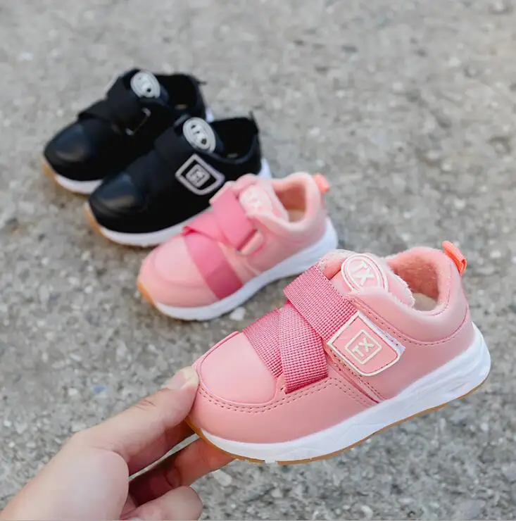 Boots for Girls New Thicken Warm Plush Pink Soft Bottom Children Boots Black Running Boys Winter Boot White Childrens Shoes