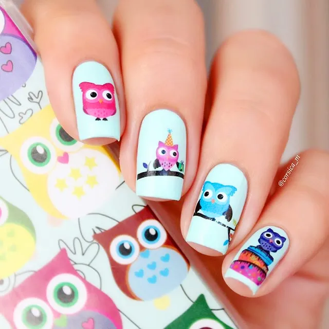 2 Patterns/Sheet Cartoon Owl Nail Art Water Decals Transfer Nails Sticker BORN PRETTY BP-W09 # 20600