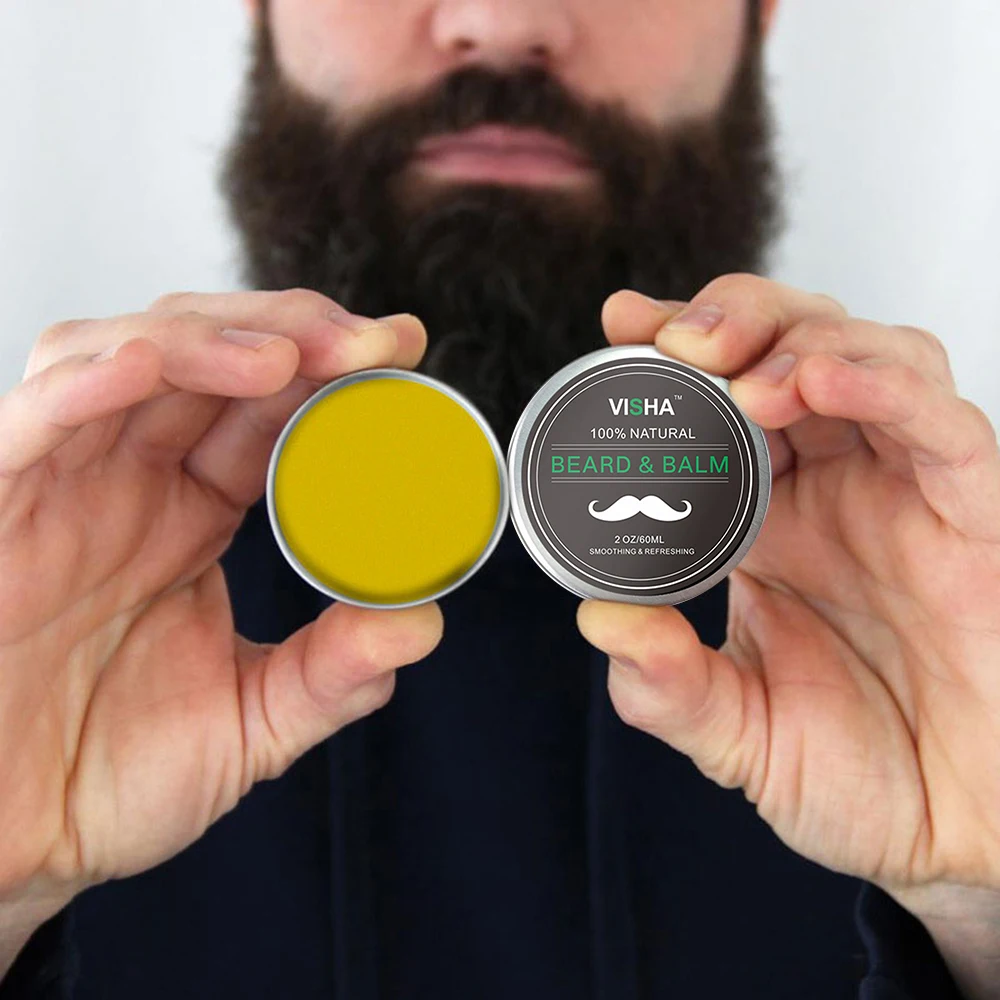 

VISHA 100% Natural Men Nourish hair Beard Repair Split Ends Beard Soften Beard Conditioner Moustache Beard Shaping CreamTSLM1