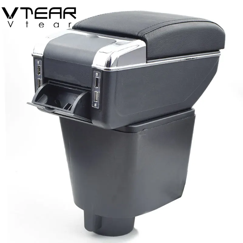 

Vtear For hyundai getz armrest box USB Charging heighten Double layer central Store content cup holder ashtray accessories 05-08