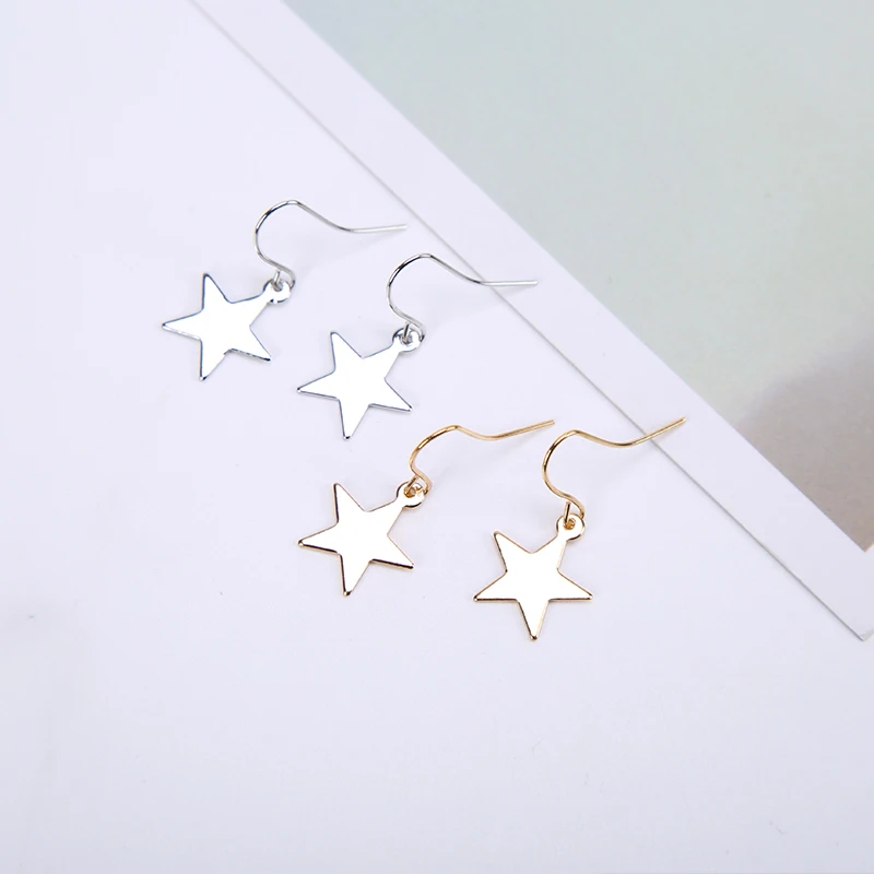 

Minimalist Star Pattern Drop Dangle Earrings For Women Girls Modern Metal Simple Personality Gold Silver Stars Fashion Jewelry