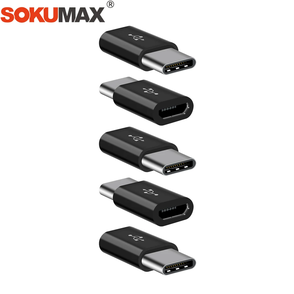 5 шт. микро USB к Type C адаптер синхронизации данных OTG конвертер Быстрая зарядка