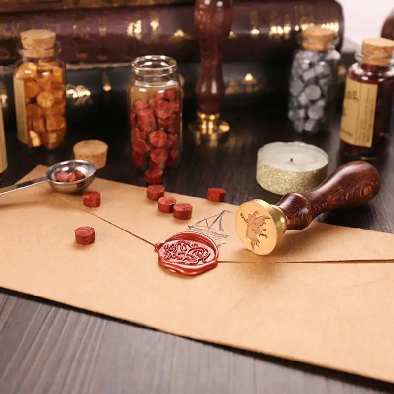 Античный узор металлический уплотнительный воск печать, штемпели с деревянной ручкой уплотнительный воск DIY ремесло подарки для конверта письма