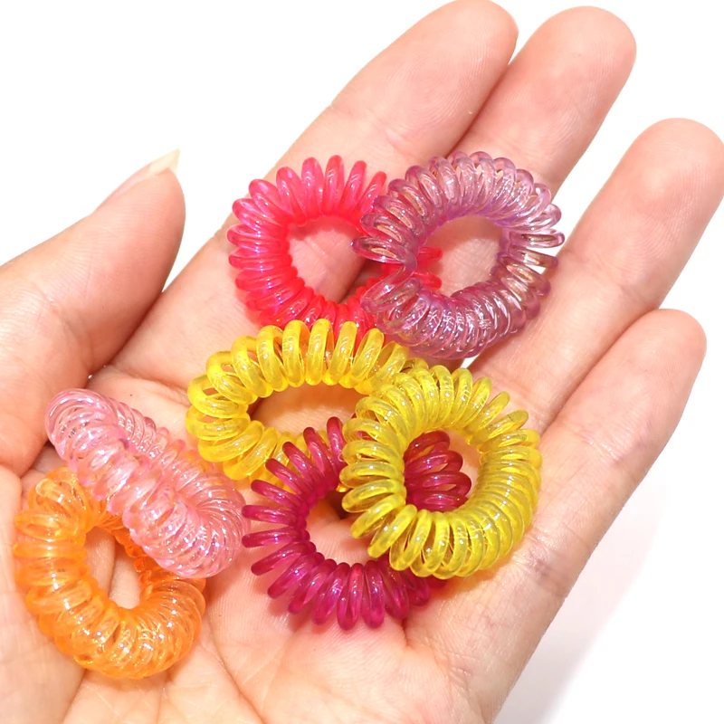 Murah 30 Pcs Transparan Kabel Telepon Kabel Saluran Bando Rambut Elastis Karet Gelang Elastis Rambut Band Gadis Kurus untuk Pengikat Rambut