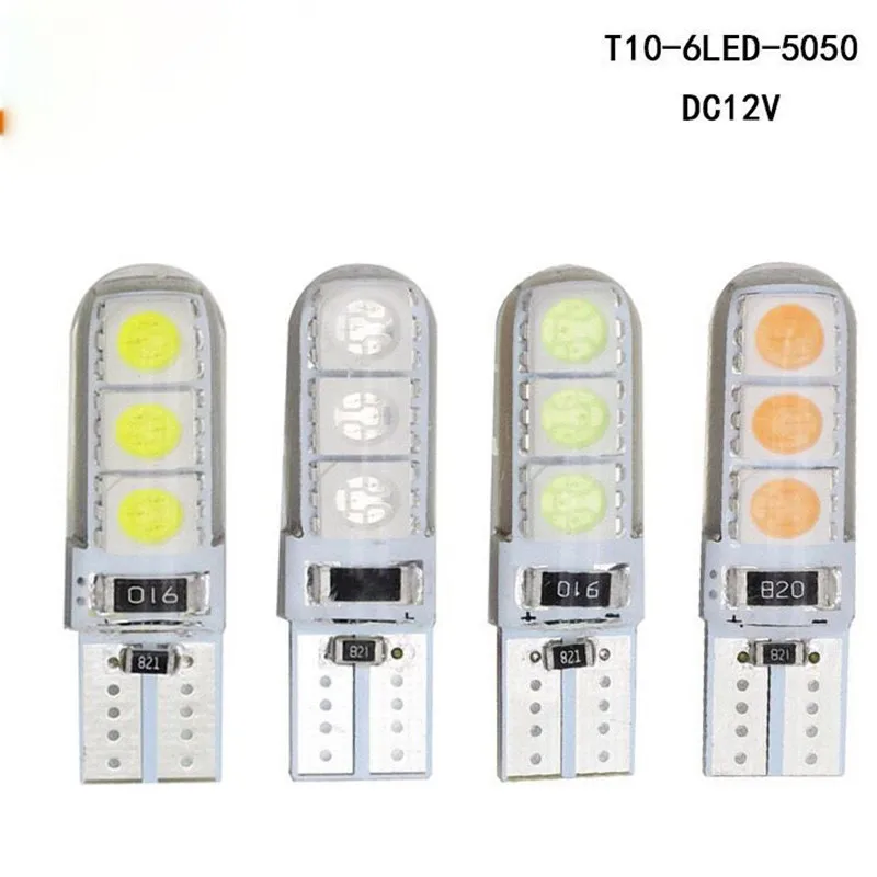 Новый Автомобильный светодиодный 6 шт. T10 194 W5W Canbus 6SMD 5050 силиконовый корпус