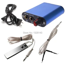 Профессиональный набор для татуировки, синий мини-источник питания для тату и кабель с разъемом, набор с зажимом для педали