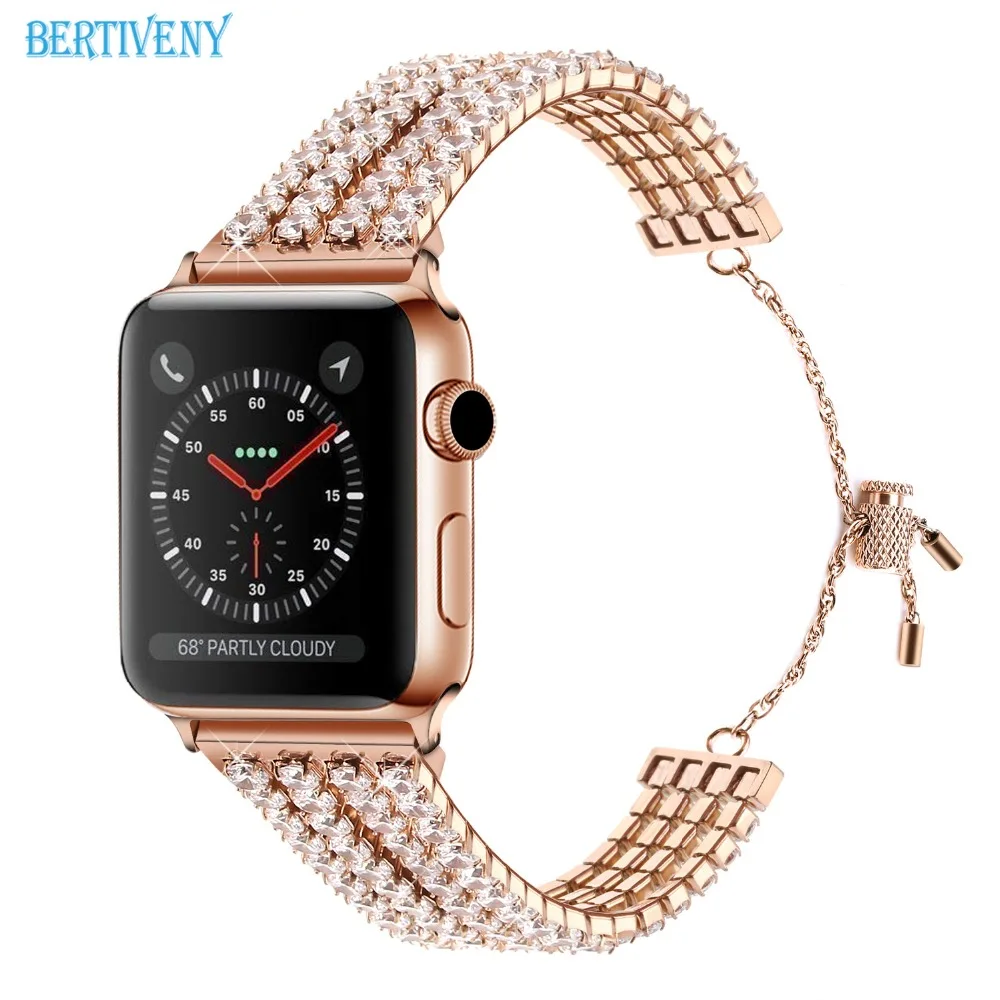 

Woman Diamond Bracelet for Apple Watch band 38mm/40mm/42mm/44mm Luxury Lady Party Jewelry Wrist Strap for iwatch series 4/3/2/1