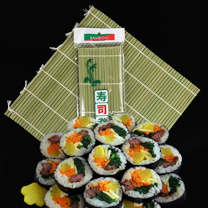 Kitchen Tools Gadgets Natural Bamboo Curtain For Japanese Sushi Homemade Roller Maker Mat 24x24 Cm Home Garden