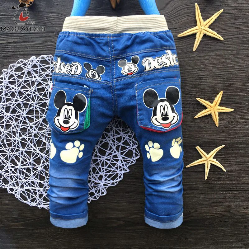 Spring Autumn font b Children S b font Pants Boys Cute Cartoon Embroidered Jeans Trousers Outfits