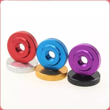 

3Pcs M5 Single layer Hand screw Nuts Knurled Aluminum alloy Thin Small step Nut Multicolor