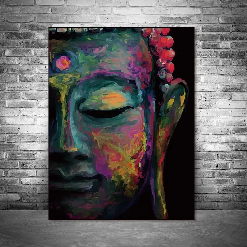 

Canvas Painting Wall Art Pictures prints vivid Buddha face on canvas no frame home decor Wall poster decoration for living room