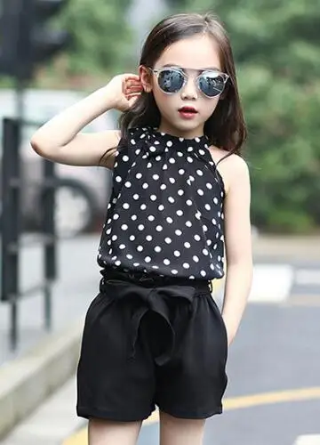 

Teen Girls Clothes Set Summer Children Outfits Chiffon Clothing Sets For Girl Kids Vests & Shorts 2 Pcs/ Suits