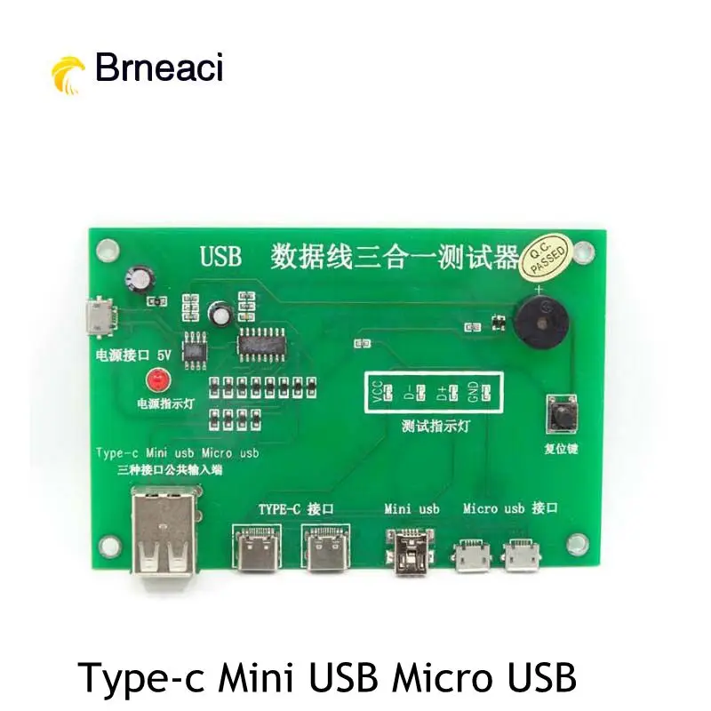 

Brneaci USB Data Line 3 in 1 Tester Board Tpye-c mini USB Micro USB Phone Charging Line Test Card
