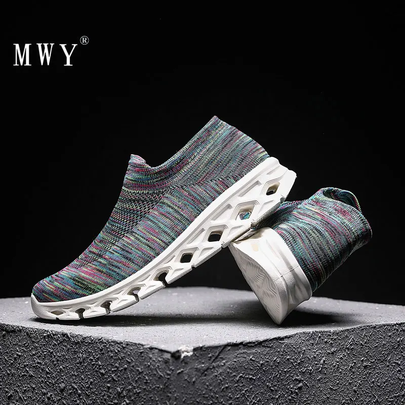 

MWY Women Shoes Knitting Socks Sneakers Slip On Flats Shoes Women Breathable Trainers Casual Shoes Gympen Dames Platform Shoes