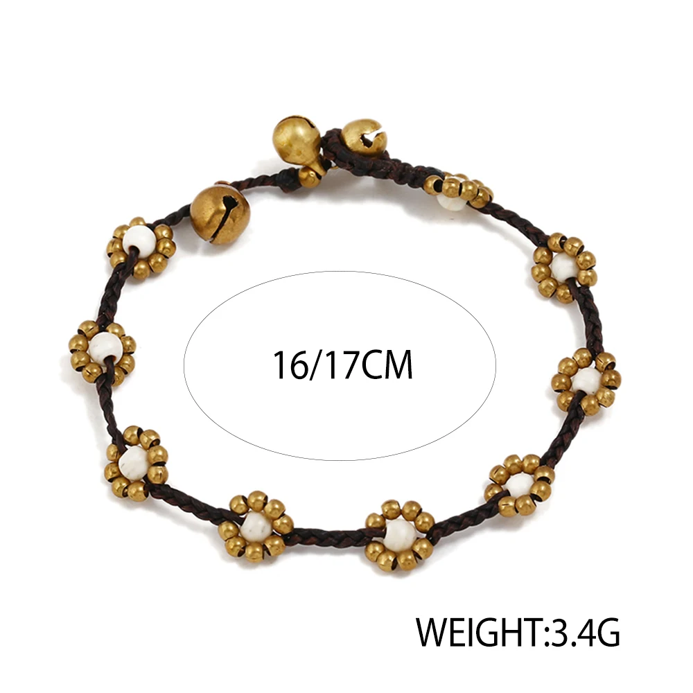 Boho богемные ручной работы каменные бусины Цветок Strand браслеты для женщин простой дизайн Этнические браслеты ювелирные изделия дружба