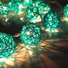 10 м украшение светодиодный гирлянды 38 светло-голубые Ротанговые шары сепактакрау гирлянды для бара дома предложение Свадебная вечеринка Рождество