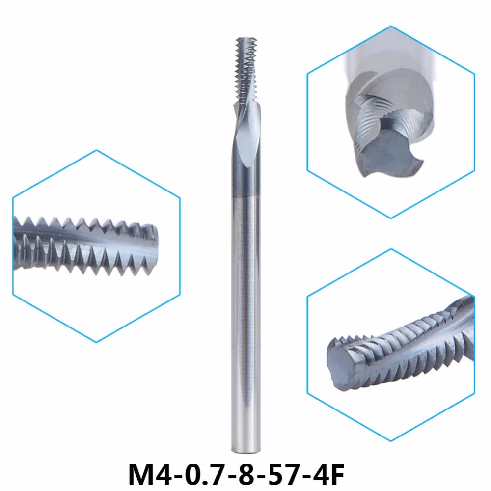 

1pc M4 Tungsten Carbide thread end mill M4*0.7, thread mills, thread milling cutter with TIALN coating Metric 0.7mm Pitch