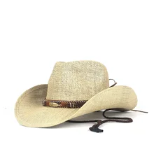 Западные Ковбойские Hat100% соломенные мужские и женские ковбойские летние шляпы для солнцезащитная Кепка для девушек Sombrero Hombre пляжные Cowgirl Jazz