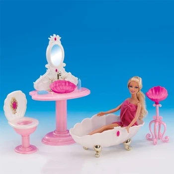 

Free Shipping 4 Items Bathroom Set Miniature Dollhouse Furniture for Barbie Doll Best Gift Toy for Girl