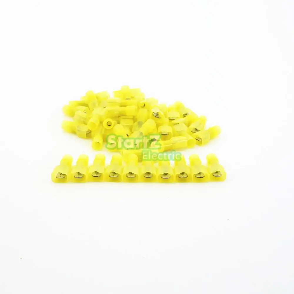 

100Pcs Yellow Quick Splice Wire Female Spade Connector 4.0-6.0 Square Milimeter 12-10AWG