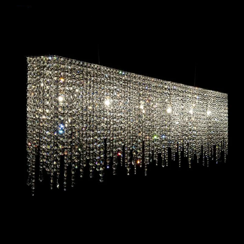 Дизайн, длинная хрустальная люстра, светодиодный светильник длиной 100 см, люстра для столовой, гостиной