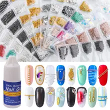 6 шт./кор. 3D "сделай сам" с короткой лаконичной металлической нейл-арта цепи с 3 г Клей для ногтей