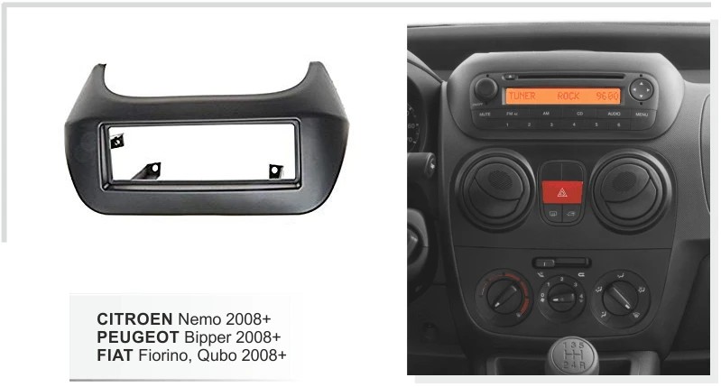 

Single Din Car Facia for Citroen Nemo Peugeot Bipper Fiat Fiorino Qubo 2008+ Radio DVD Bezel CD Panel Dash Kit Trim Fascia Plate