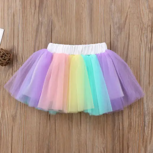 Милая сетчатая юбка для маленьких девочек разноцветные юбки-пачки летний костюм с юбкой для танцев для маленьких девочек
