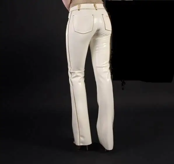 white latex pants