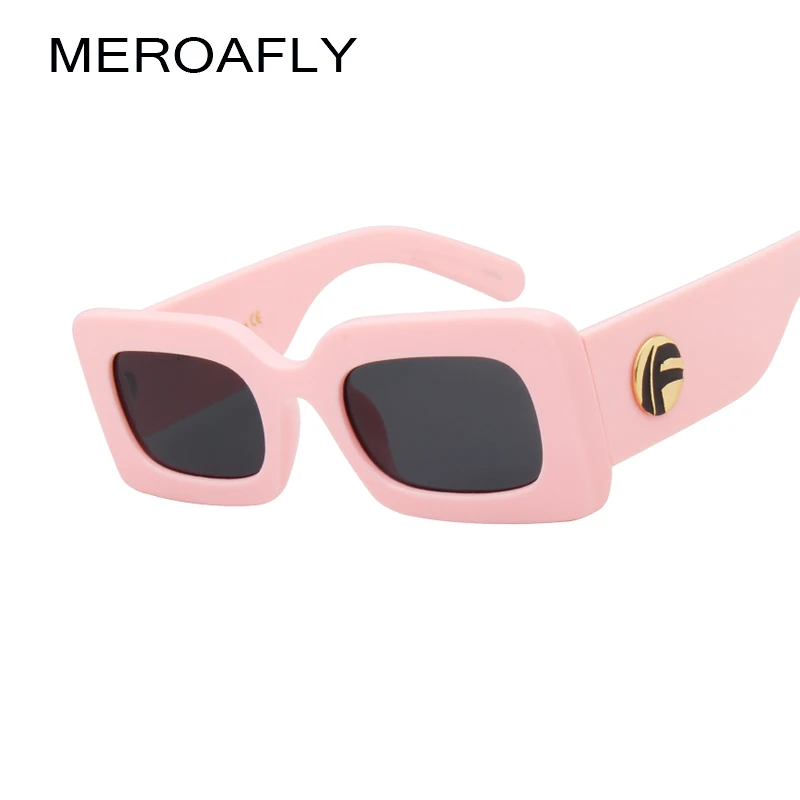 

MEROAFLY Vintage Rectangle Sunglasses Women Brand Designer Fashion Small Square Sun Glasses For Female Retro Black Eyewear UV400