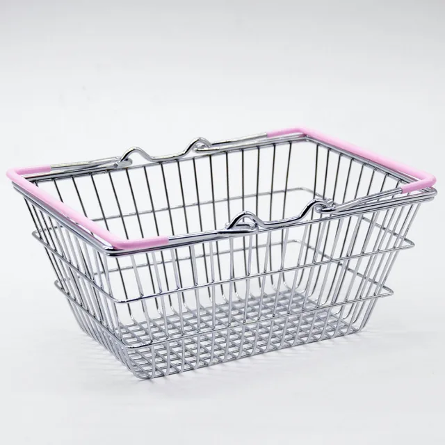 Cute Mini Ping Basket Toy Plastic Metal Storage Organizer Cute Mini Ping Basket Toy Plastic Metal Storage Organizer Supermarket Hand Kids Play Toys For