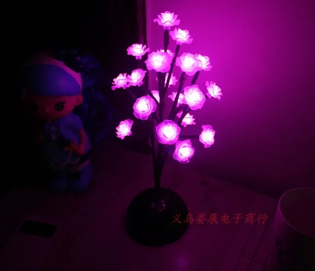 

9Pig Height Plastic Tree Pink Rose Flower Bedside Lamp Night Light Balcony Terrace Christmas Wedding Party Lawn Garden Luminous