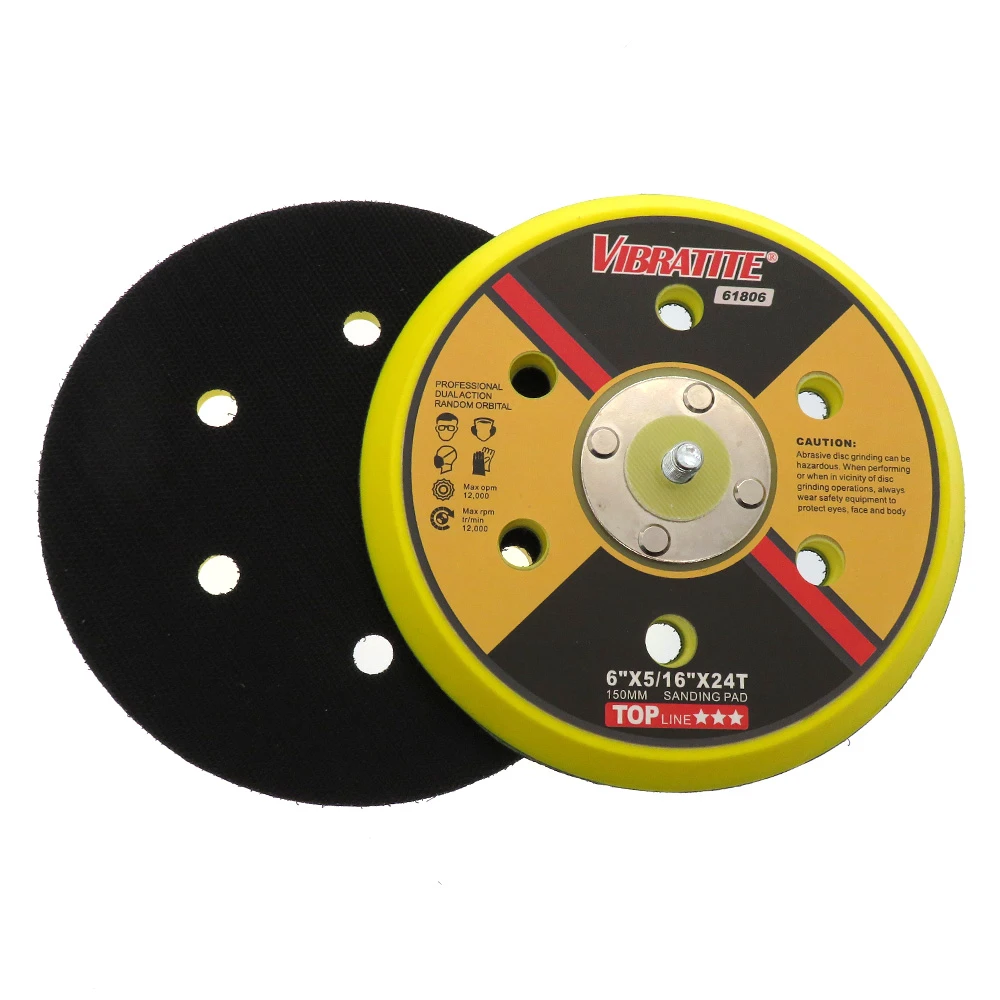 6/'/' 150mm Hook and Loop Dual Action Random Orbital Sanding Pad 5//16/'/' 6 hole