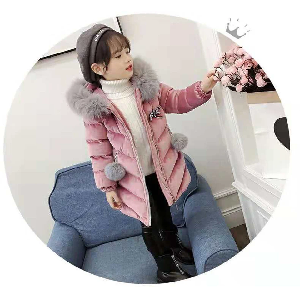 

Kids Girls Thick Coat For Children Outerwear Clothing Casual Baby Girl Clothes Winter Windbreaker Outwear Cotton Coats Parkas