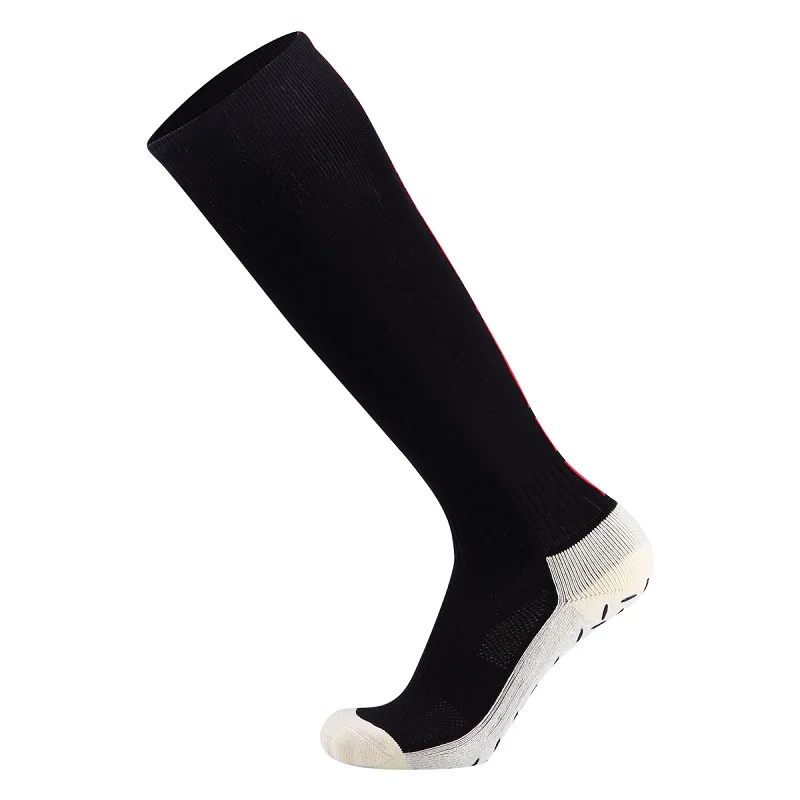 YUEDGE мужской воздушной подушке Нескользящие, дышащие, приятные на толстом каблуке сапоги до колена длинные футбольные Футбол носки чулки тренировочные спортивные носки - Color: Black