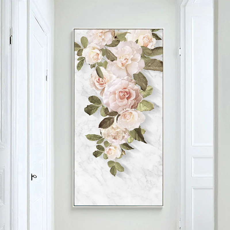 

New Diamond Cross Stitch Point Drill Vertical Version Entrance Rose Simple Modern Diamond Painting Full Drill Living Room
